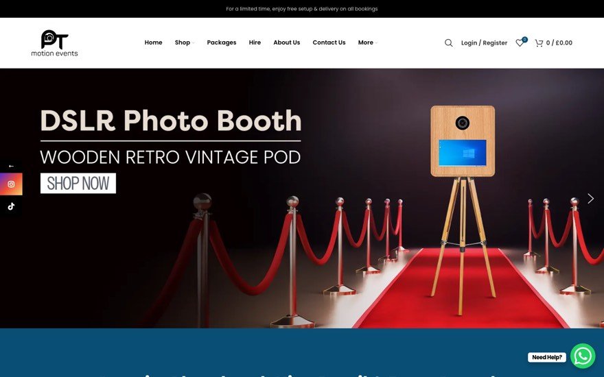 PT Motion Events website homepage
