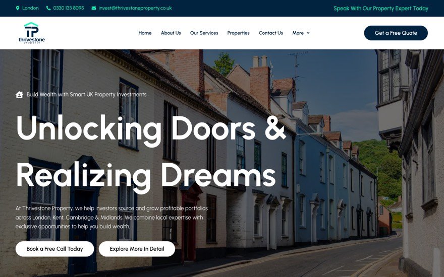 Thrivestone Property website homepage