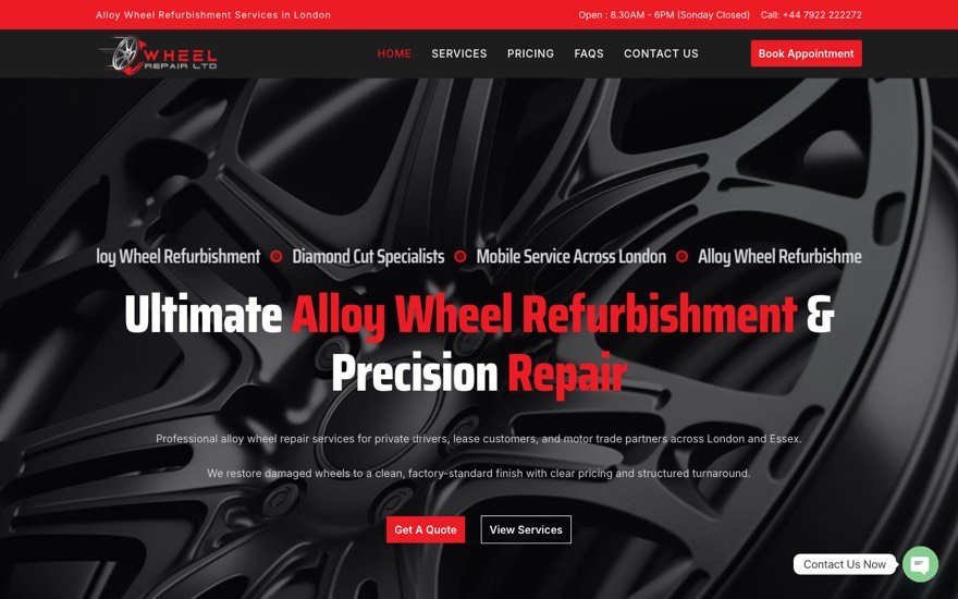 Wheel Repair LTD website homepage